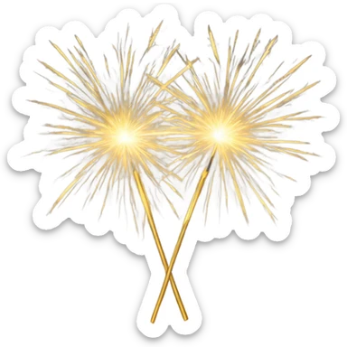 Golden new year sparklers sticker