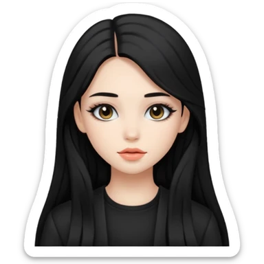 Girl with black and long hair with aesthetic clothes and with aesthetic makeup  sticker