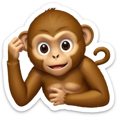 Monkey with anxiety, pulling out his hair and biting his nails  sticker