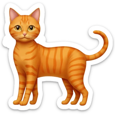 full body solid orange domestic shorthair slim cat with yellow/orange eyes playing sticker