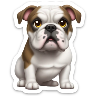 A black young ameican bulldog thats very chubby and has a tiny tail sticker