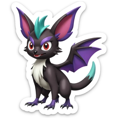 Shiny Cute Noibat-Noivern-Mightyena-Silvally-Fakémon-hybrid-creature (full body)  sticker