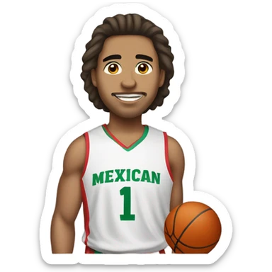 Light skin Mexican guy with medium length hair playing basketball sticker