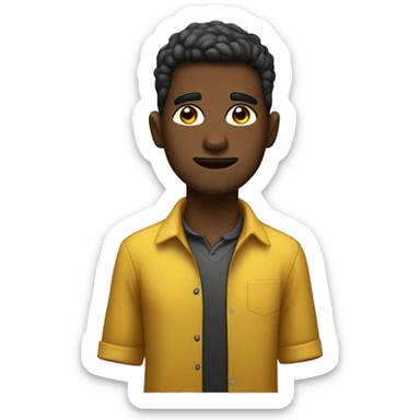 menino com cor beje cabelo preto olhos castanho e camisa amarela sticker