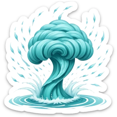 Swirling tornado coming out of the water mark the colur teal with arms and legs coming out the side in a storm sticker