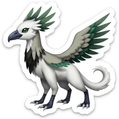 Shiny Black Grey White and Dark-Green Trico-Skarmory-Silvally-Skiddo-Sprigatito-Absol-fusion (full body) sticker