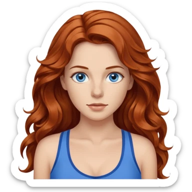 Matt Ryan Constantine and Long wavy Auburn hair woman BLUE eyes wearing blue cami sticker