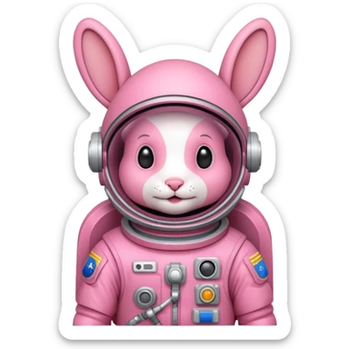 pink rabbit astronaut sticker