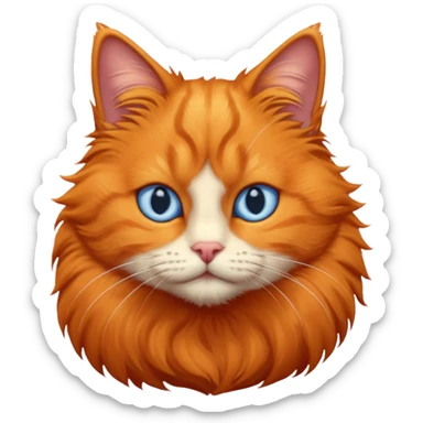 a ginger cat with blue, cunning eyes sticker