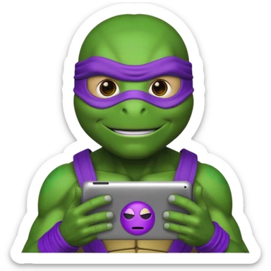 Donatello from Teenage Mutant Ninja Turtles, emoji style, using a hologram device sticker