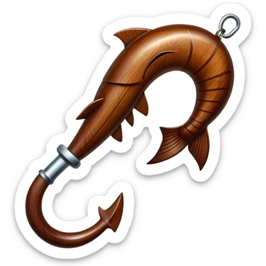 Hawaiian wooden fish hook sticker