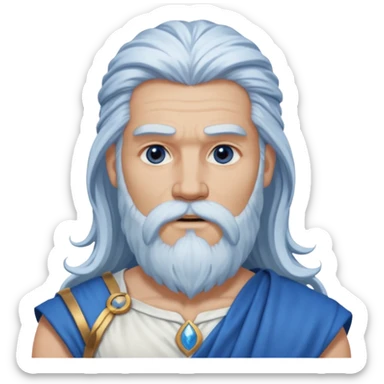 Jupiter, Thunder God from Rome Mythology with long white hair and beard, blue and white outfit sticker