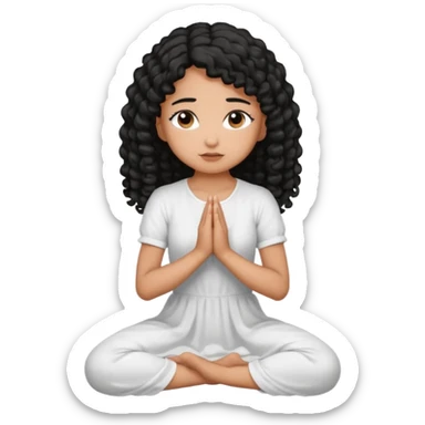 girl praying on knees curls black hair brown skin sticker