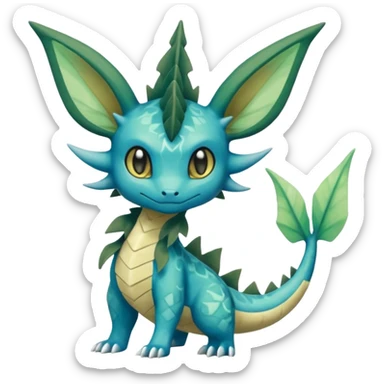 Swampy Gloomy Dark Dull Vaporeon-Leafeon-Treecko-Grovyle-Fakémon-Pokémon-hybrid-fusion sticker