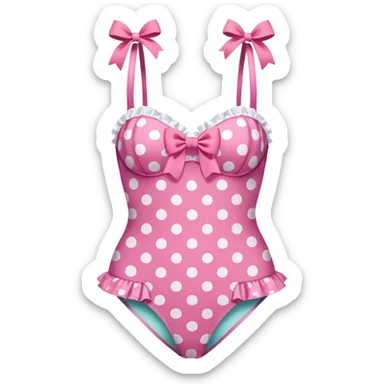 Bathing suit with pink dots, and bows sticker