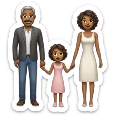 Mother father with two daughters sticker