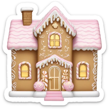 light pink and gold and white gingerbread house sticker