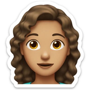 A tan girl with wavy dark brown hair and dark eyes sticker
