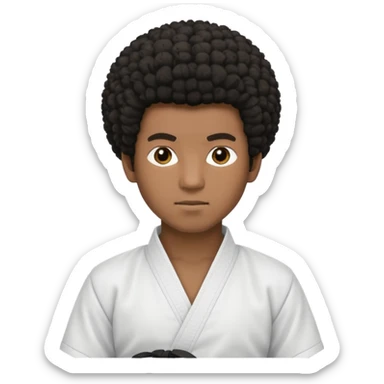 black karate instructor with afro hair and a low taper haircut, and a small fade on the sides sticker