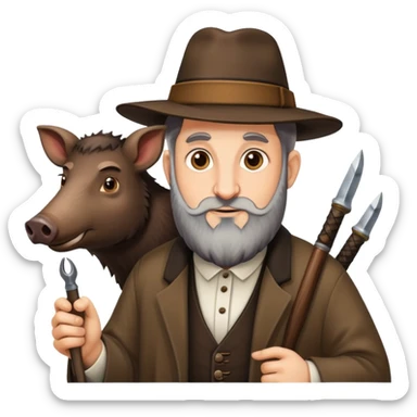Jewish rabbi hunting wild boar sticker