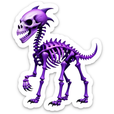 A black and purple gradient epic shiny cool edgy skeletal animal, full body sticker