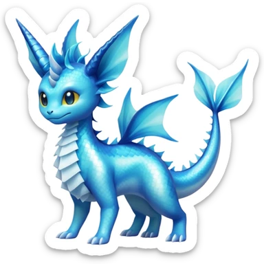 Iridescent Lumineon-Vaporeon-Dragonair-Fakémon-hybrid-creature (full body)  sticker