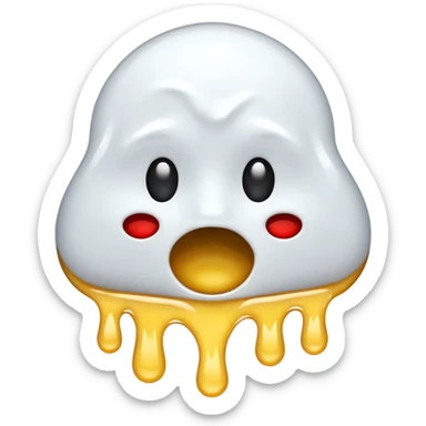 The heat broken emoji in white with sticky white liquid Ozzing out of it with no face sticker