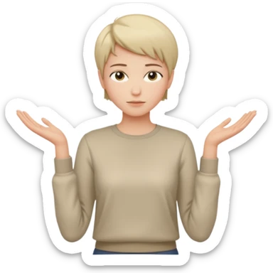 androgynous upper body, hands at sides, short hair, neutral clothing sticker