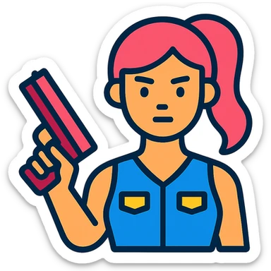 girly enforcer icon, feminine, strong, modern icon style sticker