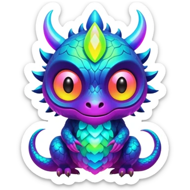 An exotic neon colorful unique bizarre eccentric Fakémon-creature sticker