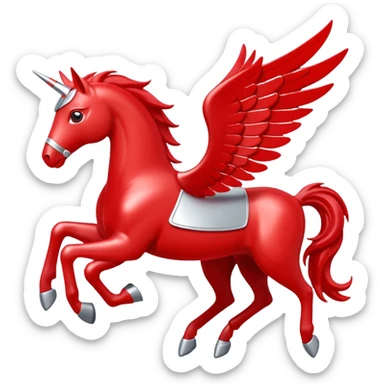 Mobil red Pegasus with white outline sticker