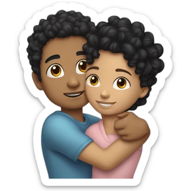 Lightskin girl hugging a white boy whit curly black hair  sticker