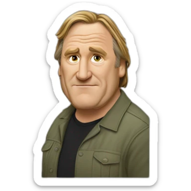 Moitié de la tête de Depardieu dépassant d’un mur sticker