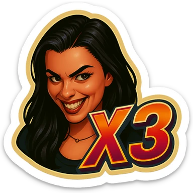 grin EVIL LOOk , Make it say "X3"" sticker