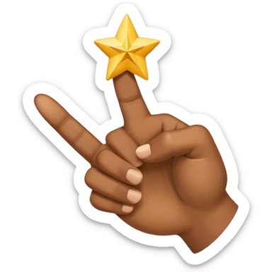 hand with the index finger pointing, with a star at the tip of the index finger, apple style emoji sticker