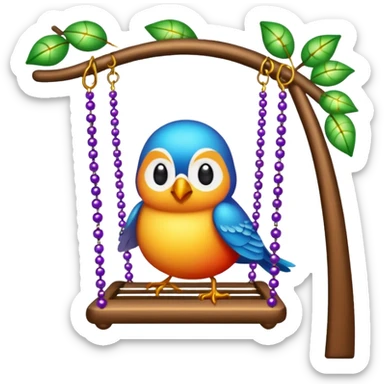 Swing with beads and bells for bird, birds wont sit right sticker