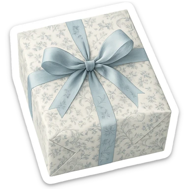 Elegant Rococo pale white blue ditsy floral gift box  , remove background sticker