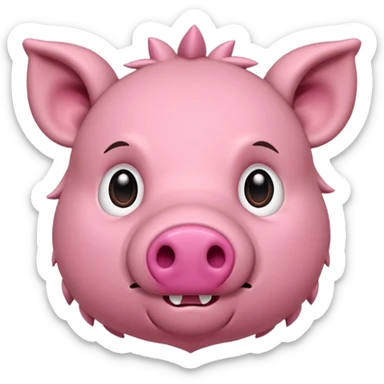 Chibi style stuffed animal boar. I has buttons for eyes and exaggerated stitching sticker