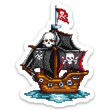 pirate ship with skull flag sticker