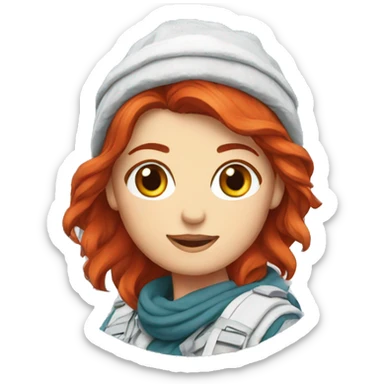 a red hair female on everest with greek flag sticker