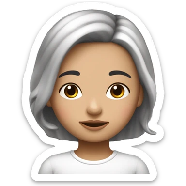 Niña de piel blanca y cabello negro dormida y com una cobija rosada sticker