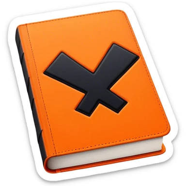 A bright orange book with a black, bold X with an edgy texture, exuding energy and pure, unapologetic confidence..orange halo aura.. unstoppable sticker