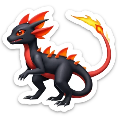 Shiny Salandit-Umbreon-Charmeleon-Fakémon-hybrid-creature (full body)  sticker