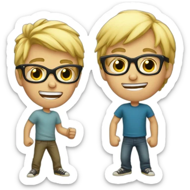 Boy with glasses fighting a skinny blond boy sticker