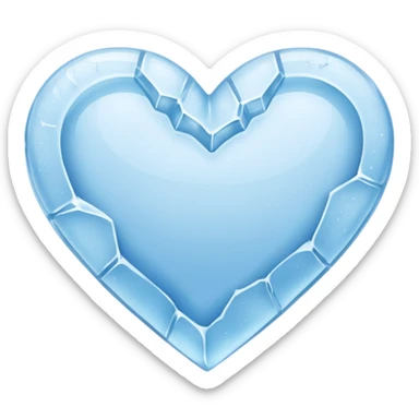 a flat heart that appears to be chiseled from a block of ice. Frost seems to grow on it sticker