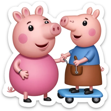 Peppa pig doing the griddy sticker