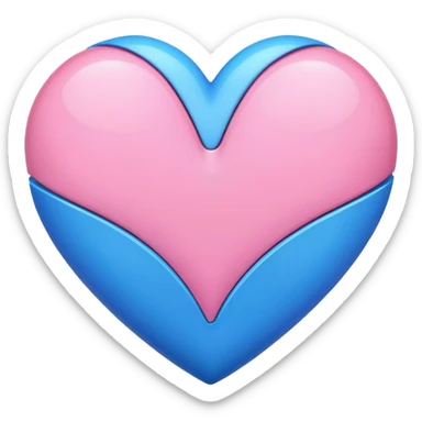 a pink and blue heart combined, split down the middle sticker