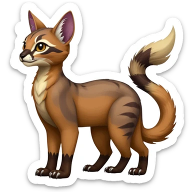 Colorful dark tropical tribal glorious iridescent divine exotic cute cool beautiful beautiful fantasy-caracal-civet-genet-sergal-vernid-Gryphon-Cacomistle-Trico-oncilla-animal-Fakémon-hybrid-fursona (full body) sticker