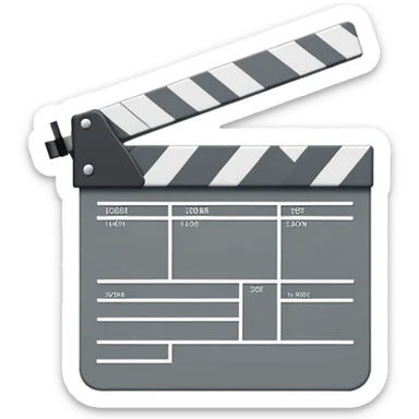 minimalist movie clapperboard with single diagonal line and thin geometric outline sticker