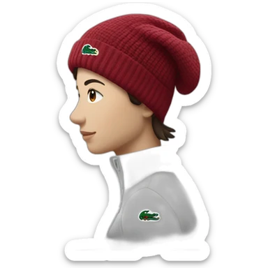 Brunette lacoste beanie with lacoste sticker